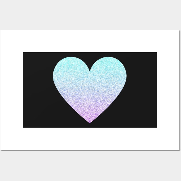 Light Blue and Purple Ombre Faux Glitter Heart Wall Art by Felicity-K